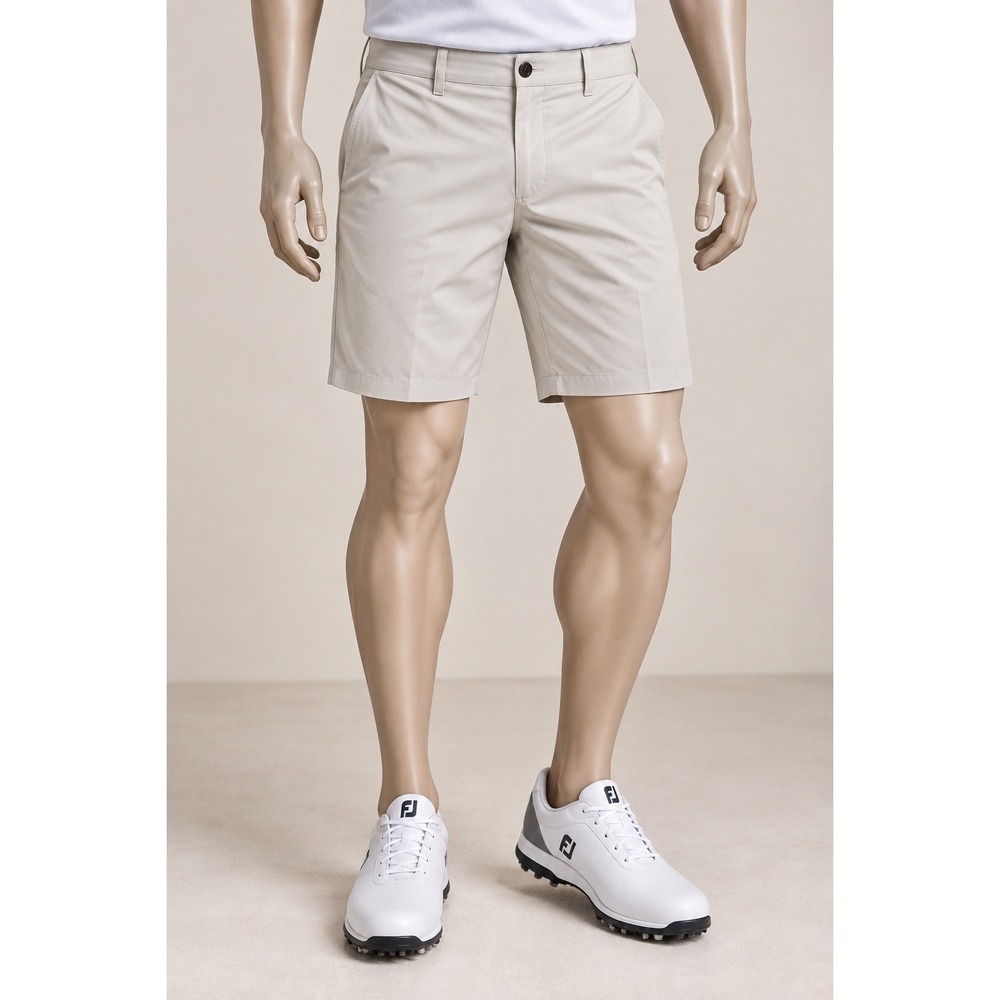 Orvis Mens Chino Golf Shorts 36 Stone Beige 100% Cotton Flat Front Casual Twill